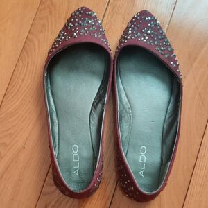 ALDO Women's Burgundy Embellished Flats
